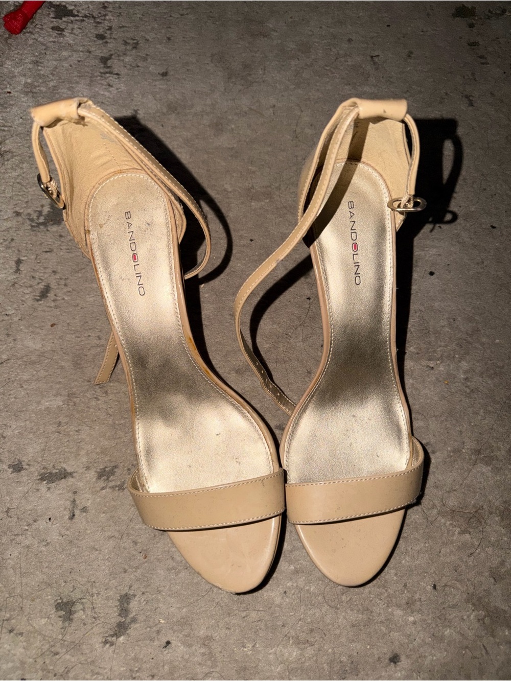 Bandolino Beige Open-Toe Ankle Strap Heels